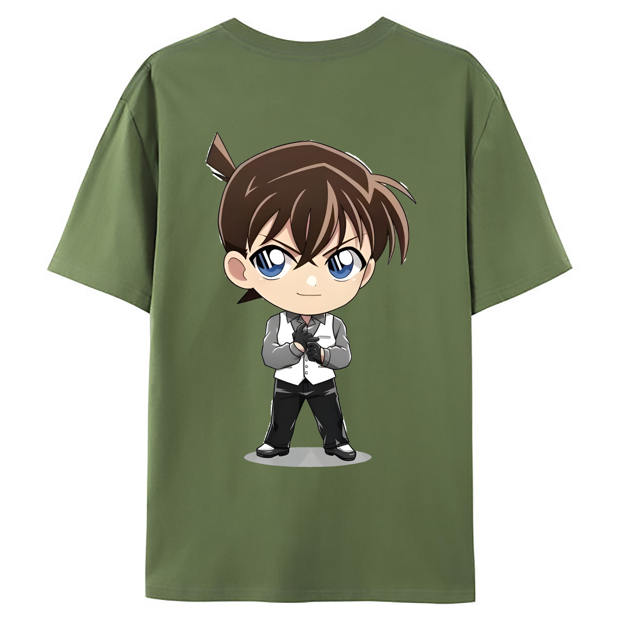 （画像用） 名探偵コナン 江戸川 コナン Detective Conan Conan Edogawa 綿100％ メンズ半袖Tシャツ（バックプリント） 通気性